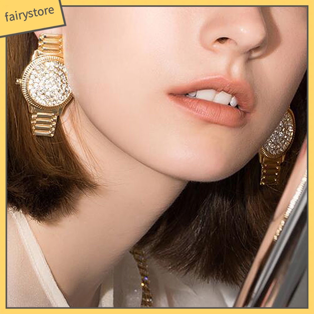 Bông Tai Hình Oval Đính Đá Thời Trang Dành Cho Nữ