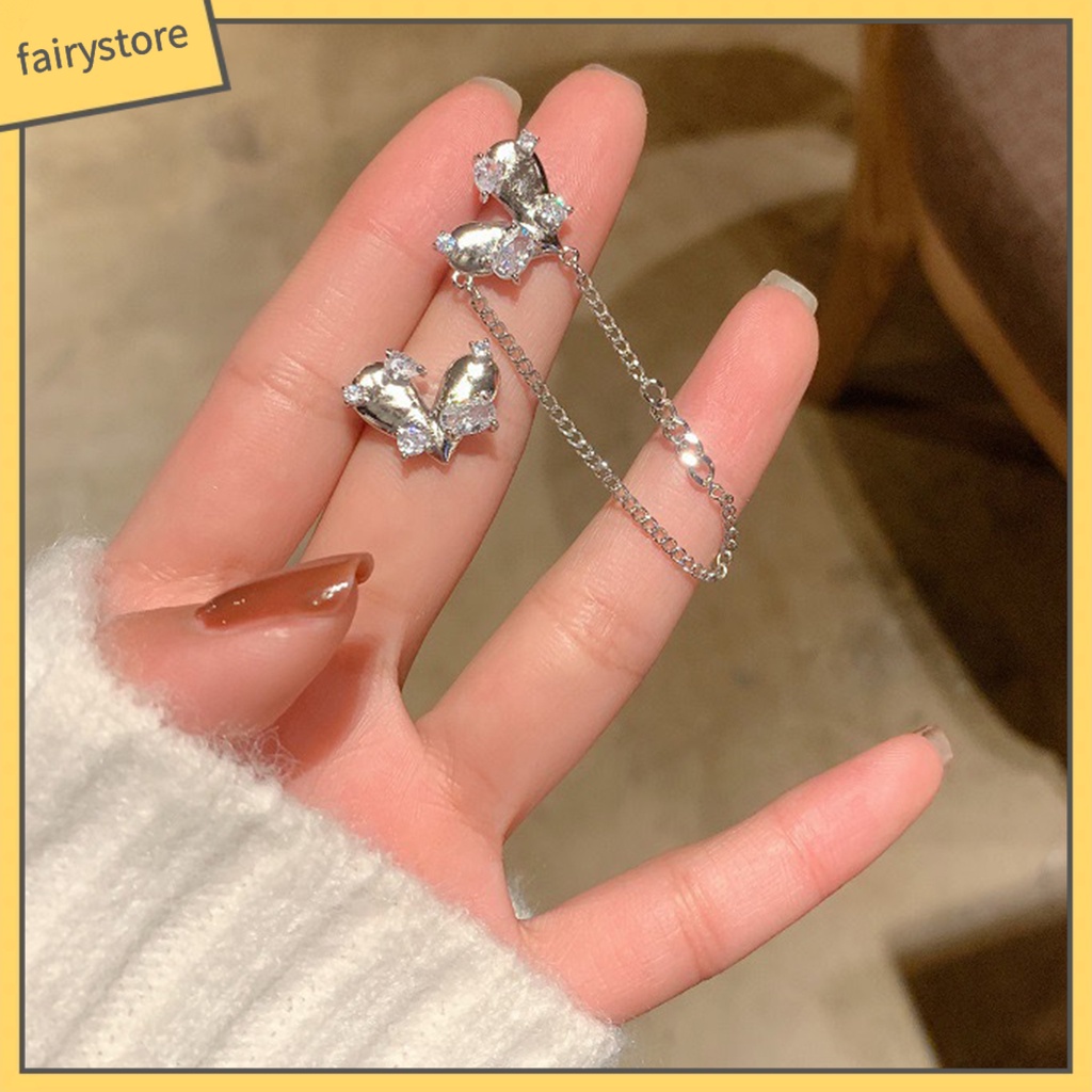 1 Đôi Khuyên Tai Hình Trái Tim Lấp Lánh Phong Cách Hàn Quốc