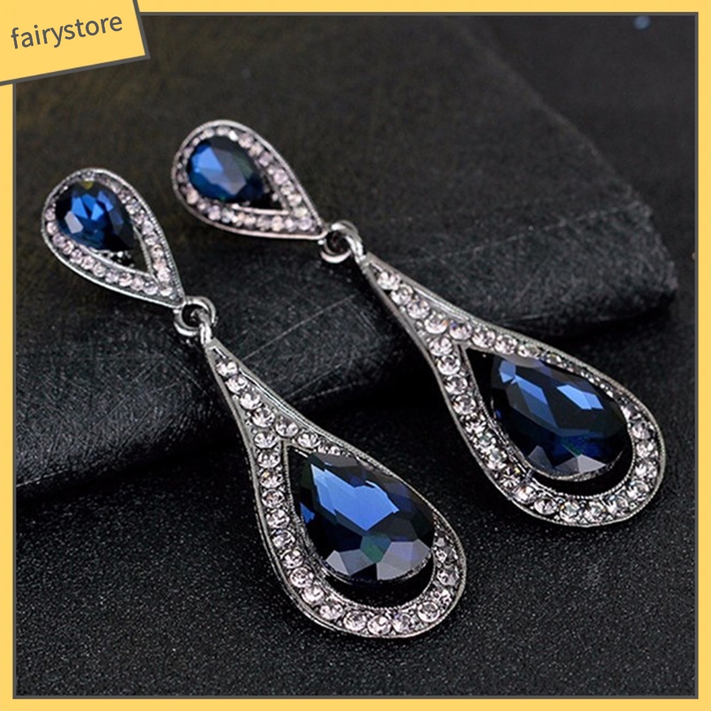 Bông Tai Hình Giọt Nước Đính Đá Giả Thời Trang Dành Cho Nữ