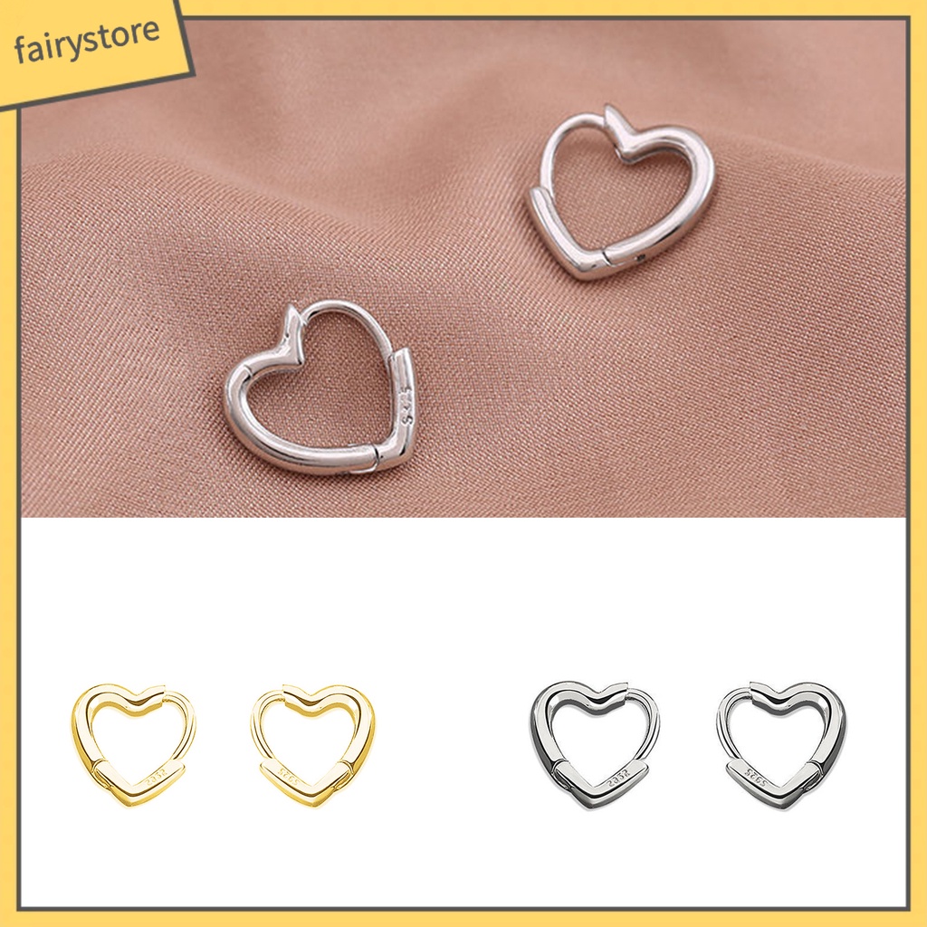 [FRO] Bông Tai Xỏ Lỗ Nhỏ Đơn Giản Màu Bạc Trang Trí Hình Trái Tim Trang Trí Tiệc Tùng