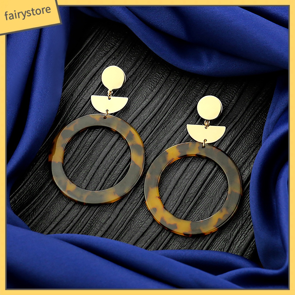 1 Đôi Bông Tai Acrylic Dáng Dài In Họa Tiết Da Báo Thanh Lịch Dành Cho Nữ