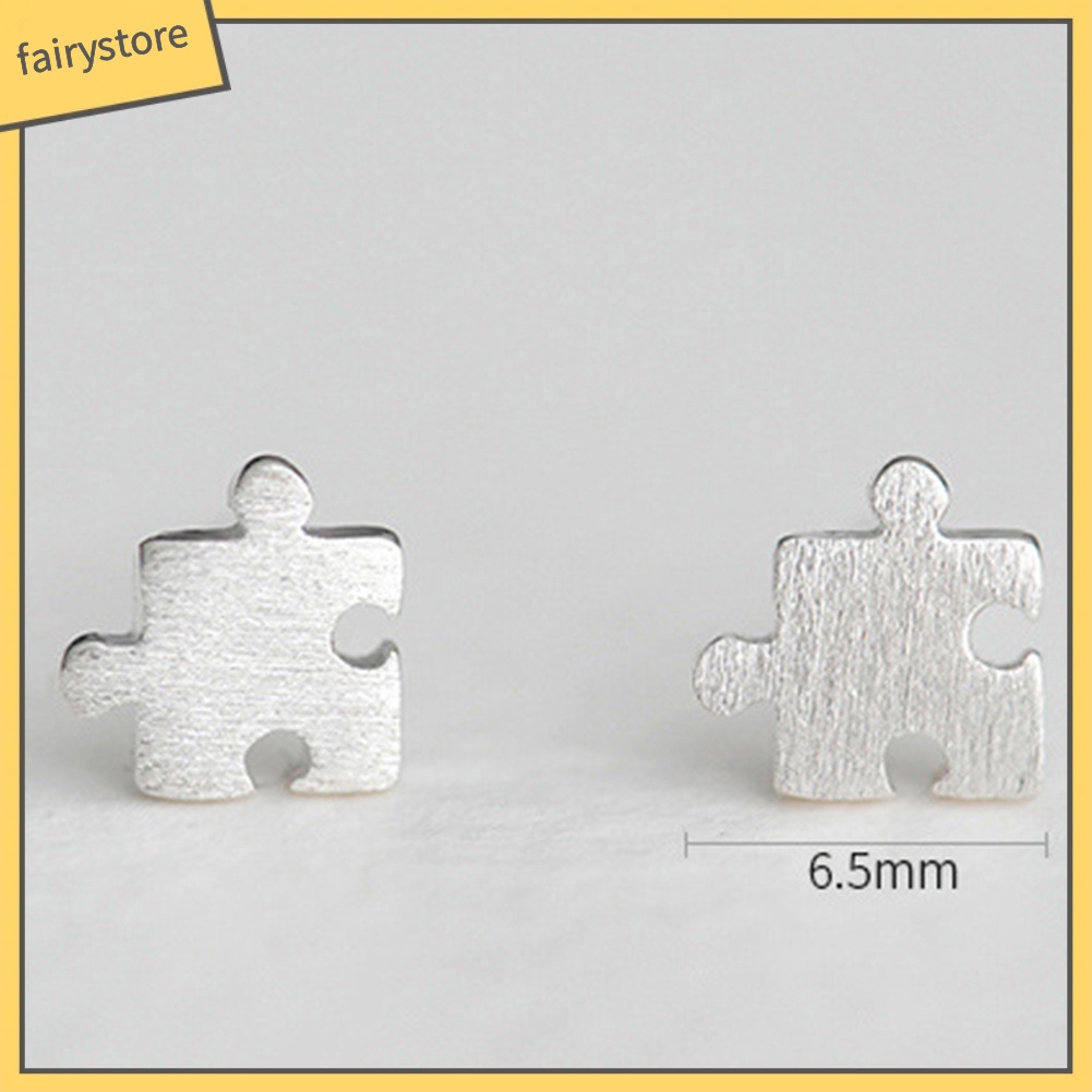 Bông Tai Mạ Bạc Hình Mảnh Ghép Thời Trang Dành Cho Nữ