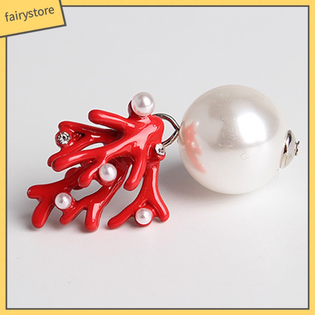 1 Cặp Bông Tai Ngọc Trai Giả Hình San Hô Dễ Thương Trọng Lượng Nhẹ