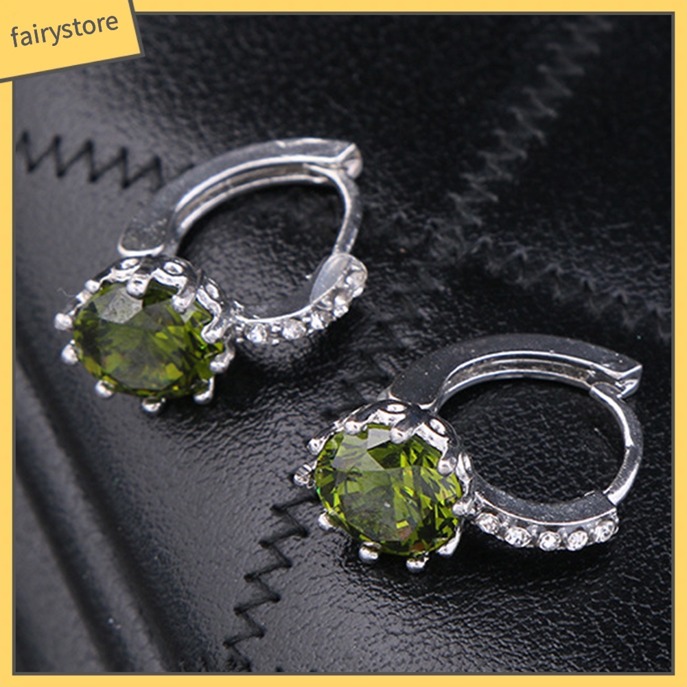 Khuyên Tai Tròn Đính Đá Zircon Thời Trang Cho Nữ