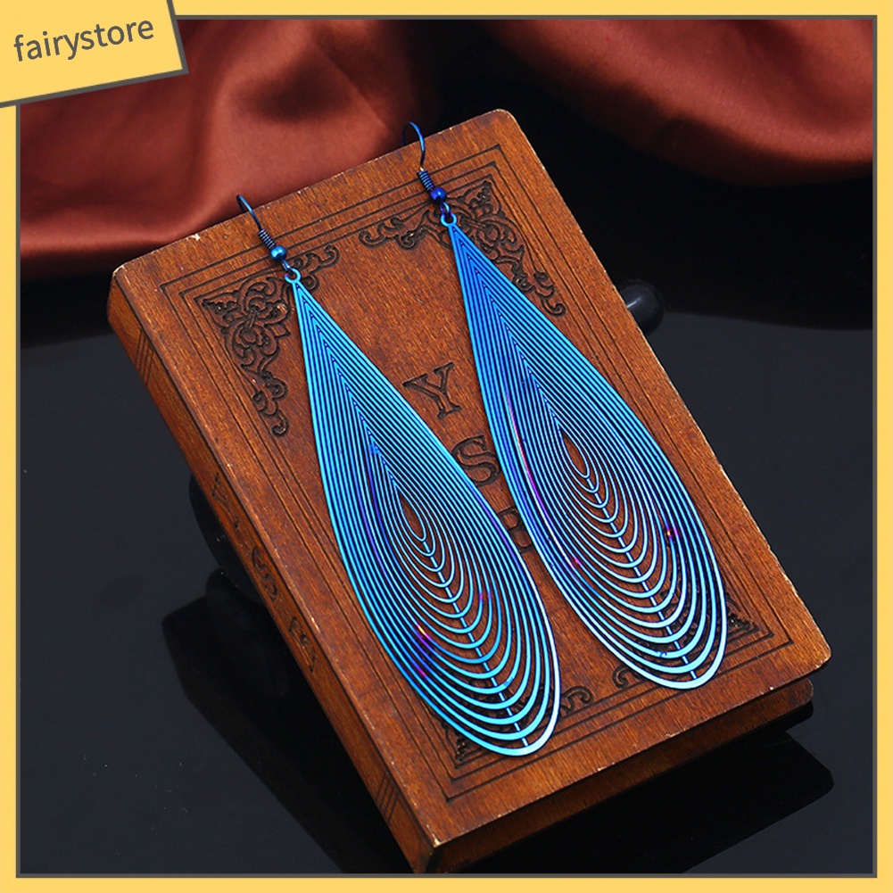 Bông Tai Hình Giọt Nước Bằng Thép Không Gỉ Màu Cầu Vồng Thời Trang Dành Cho Nữ