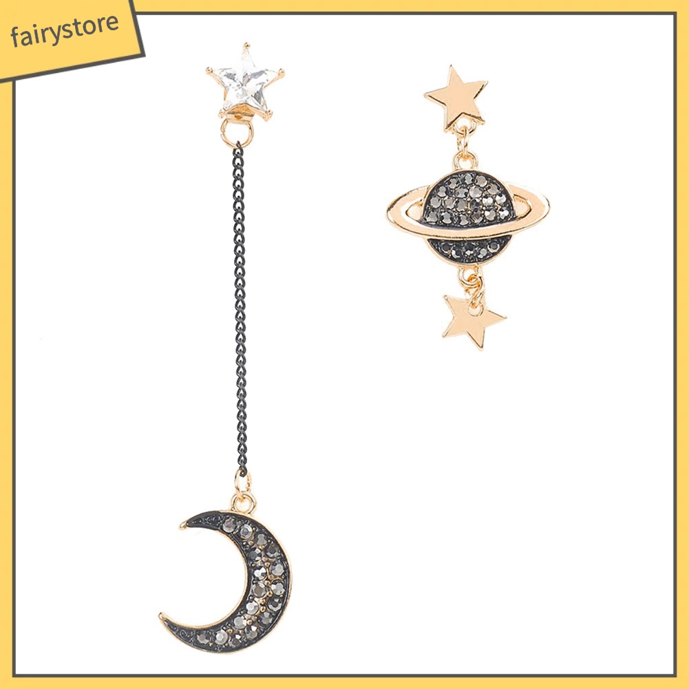 Bông Tai Dài Hình Mặt Trăng Và Ngôi Sao Bằng Hợp Kim Thời Trang Cho Nữ