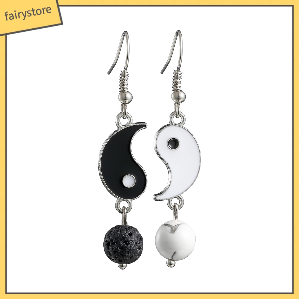 1 Đôi Bông Tai Tai Tai Âm Dương Bằng Hợp Kim Chống Mòn Phong Cách Vintage