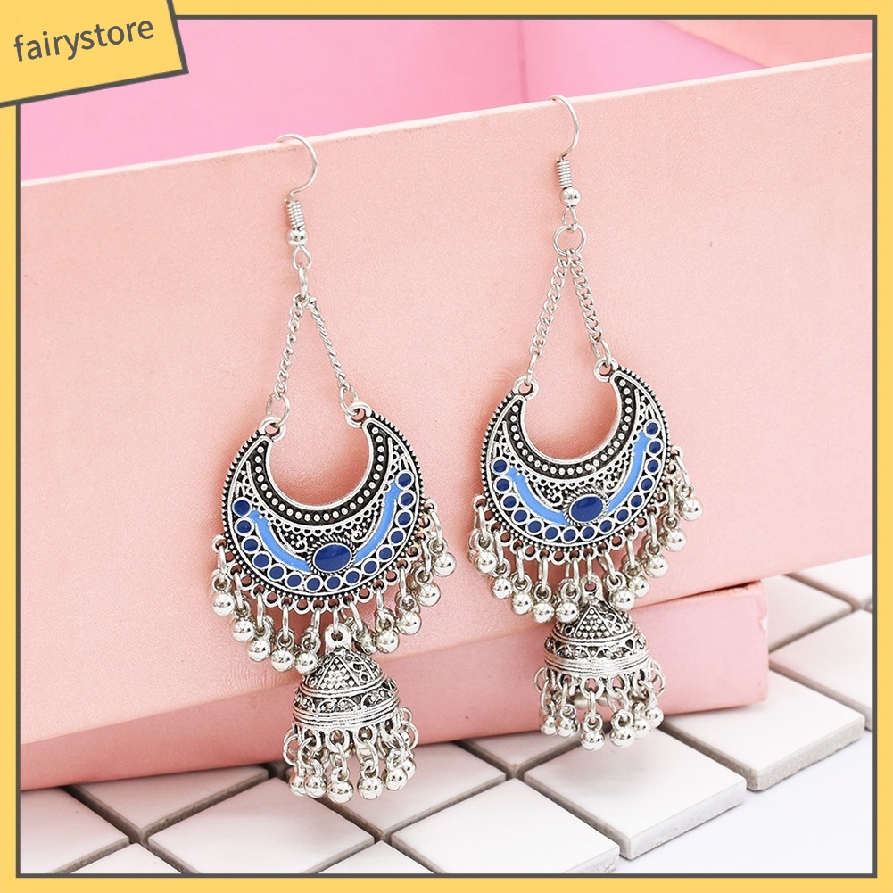 Bông Tai Tua Rua Hình Chuông Phong Cách Bohemian Cổ Điển Dành Cho Nữ