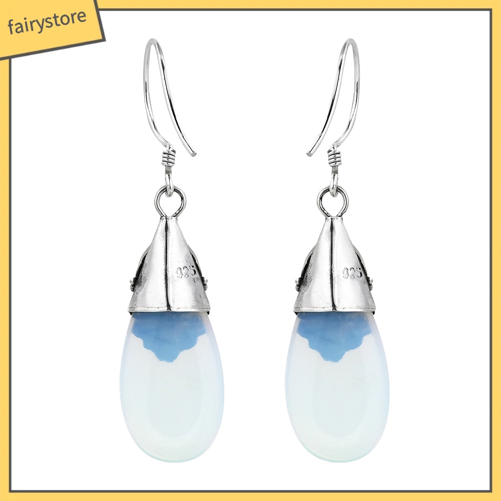 Bông Tai Hình Giọt Nước Đính Đá Mặt Trăng Thời Trang Dành Cho Nữ