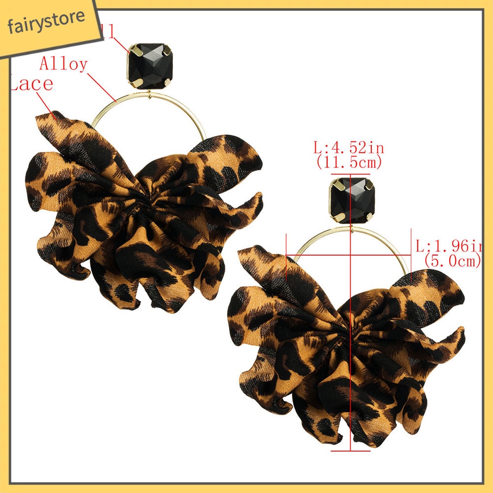 Bông Tai Hình Hoa Phối Ren Đính Đá Thời Trang Cho Nữ