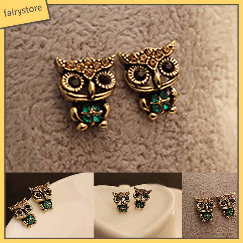 1 Đôi Bông Tai Hình Chim Cú Bằng Hợp Kim Dễ Thương Phong Cách Vintage Dành Cho Nữ
