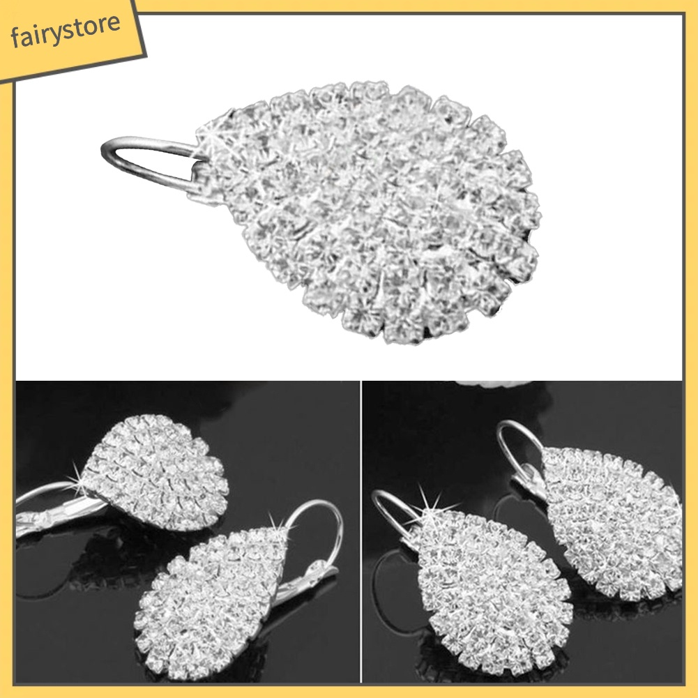 Bông Tai Hình Giọt Nước Đính Đá Lấp Lánh Sang Trọng Thời Trang Cho Nữ