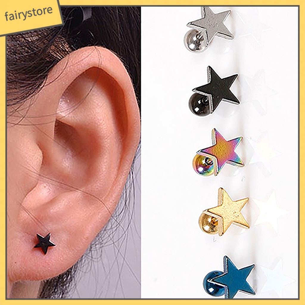 1 Đôi Bông Tai Hình Ngôi Sao Năm Cánh Bằng Hợp Kim Unisex
