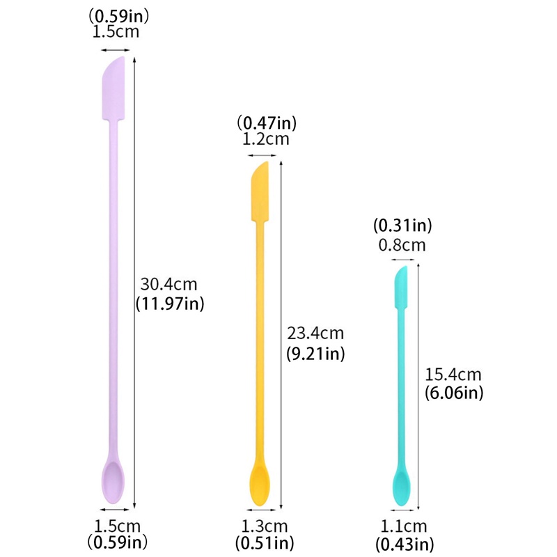 Bộ 3 Muỗng Silicone Cán Dài Hai Đầu Dùng Trang Điểm
