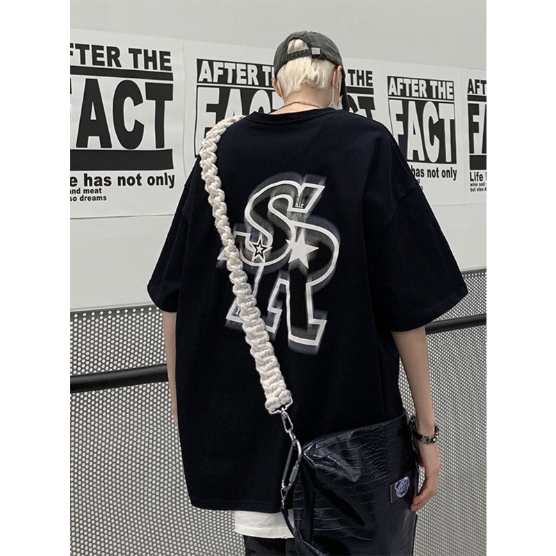 Áo Thun Tay Ngắn Màu Trắng Plus Size Phong Cách Đường Phố Mỹ Thời Trang Mùa Hè Cho Nam