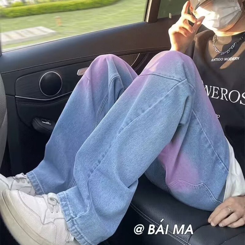 Quần Jeans Nhuộm Màu Thời Trang Đường Phố Mỹ Cá Tính Dành Cho Nam