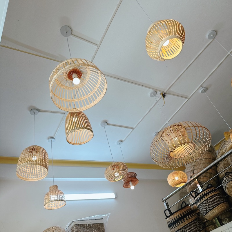 Đèn tre HÌNH tròn size to, thả trần, có thể xếp chồng vào nhau