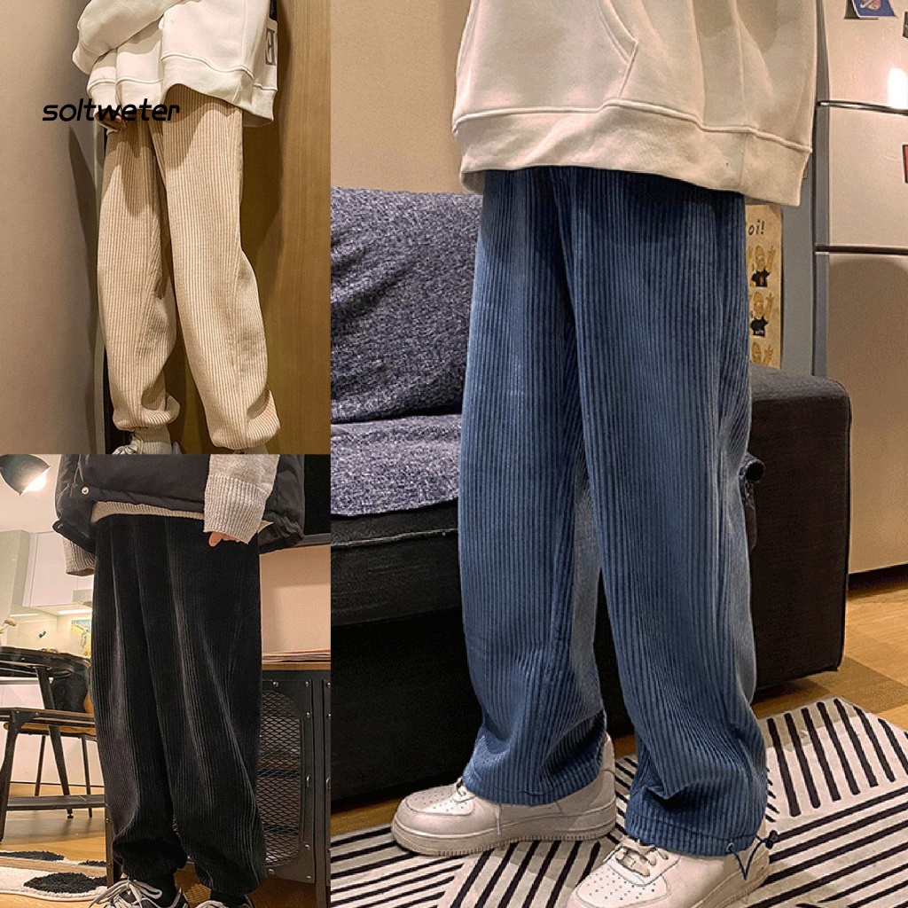 Quần Dài Lưng Cao Ống Đứng Màu Trơn Cỡ Lớn Thời Trang Cho Nam