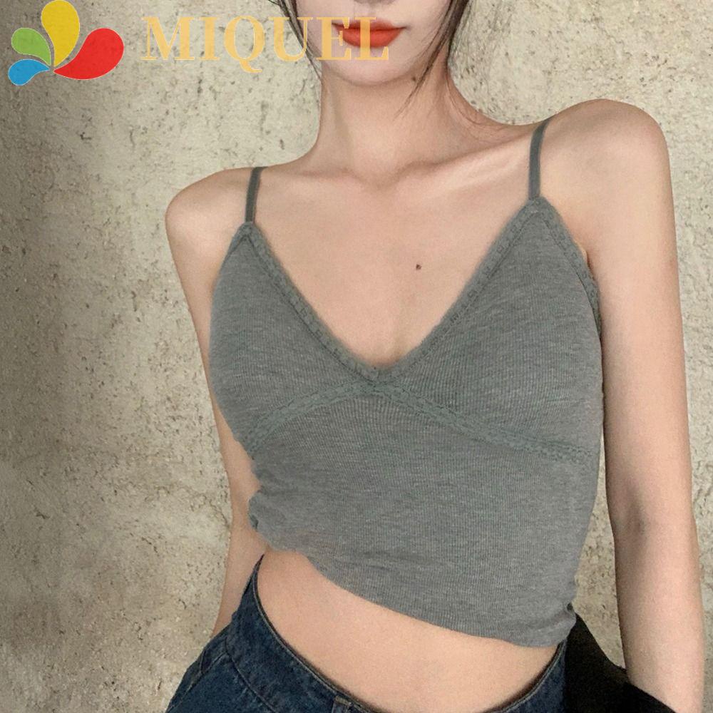 Áo Lót Hai Dây Viền Ren Có Đệm Ngực Cho Nữ Y2K