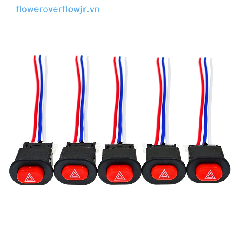 Công Tắc Đèn Nguy Hiểm 12V Kèm 3 Dây Tích Hợp Khóa Cho Xe Máy