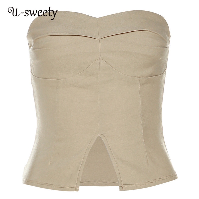 Áo Ống Không Tay Dáng Ôm Hở Vai Màu Sắc Đơn Giản Thời Trang 2023 Dành Cho Nữ