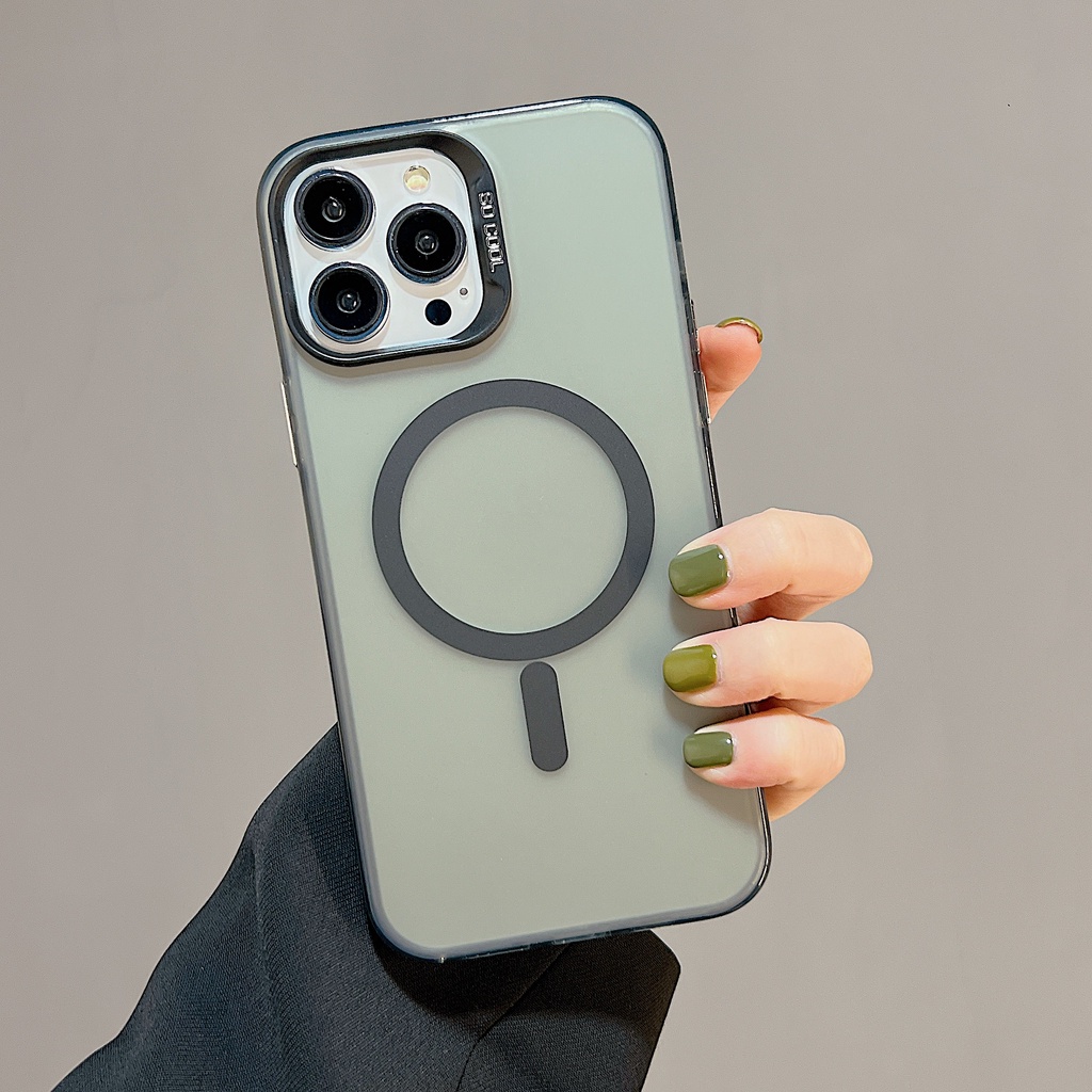 Ốp Điện Thoại Imd tpu Mềm Trong Suốt Hai Mặt Hít Nam Châm Chống Va Chạm Chống Sốc Cho iPhone 13 14 Pro Max