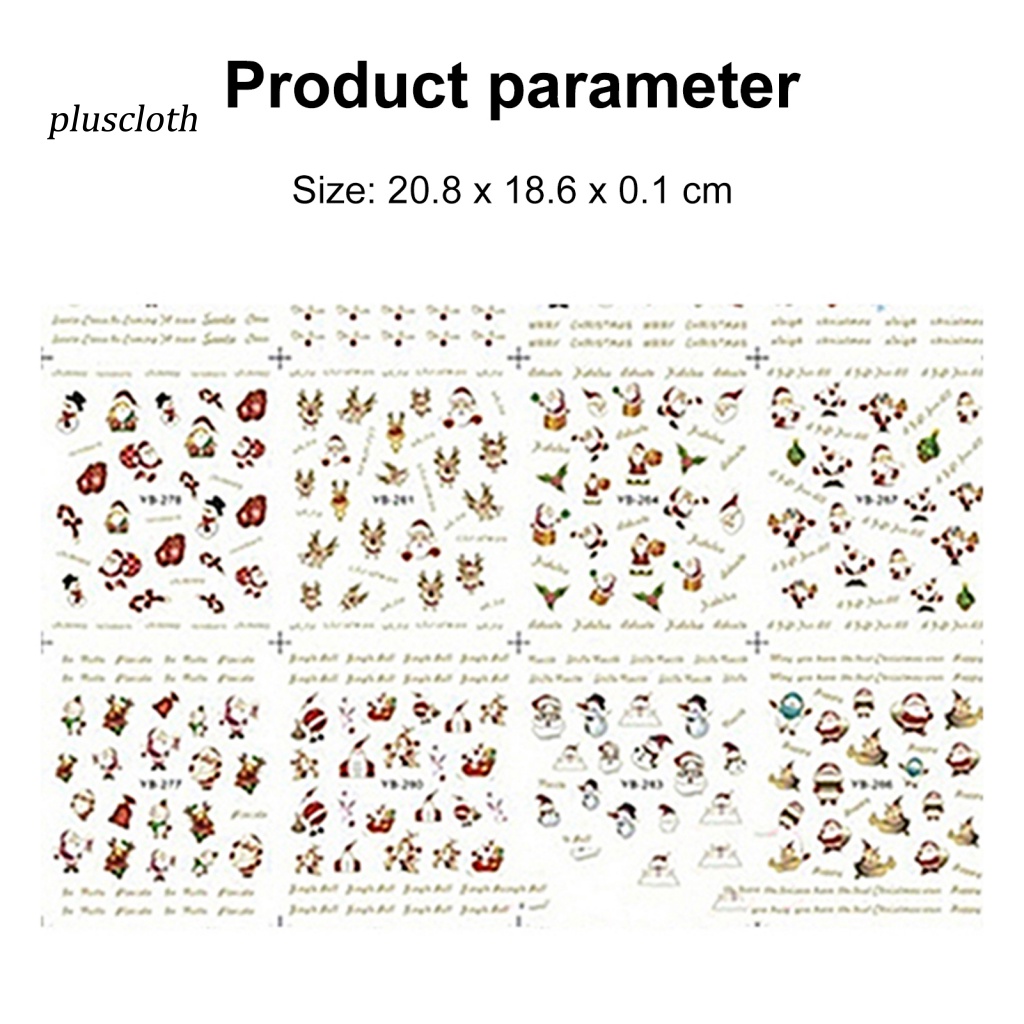 Tấm 12 Miếng Dán Móng Tay Chủ Đề Giáng Sinh