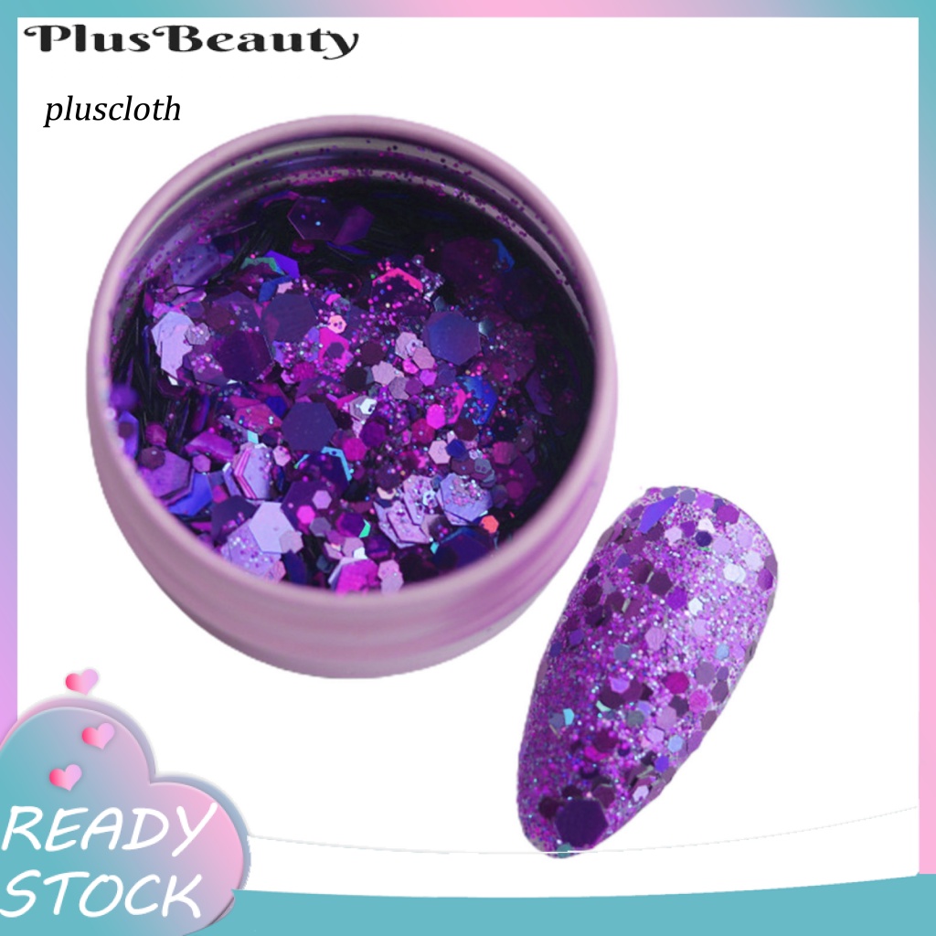 &lt; Pluscloth &gt; Hộp Sequin Lục Giác Siêu Mỏng Lấp Lánh Trang Trí Móng Nghệ Thuật