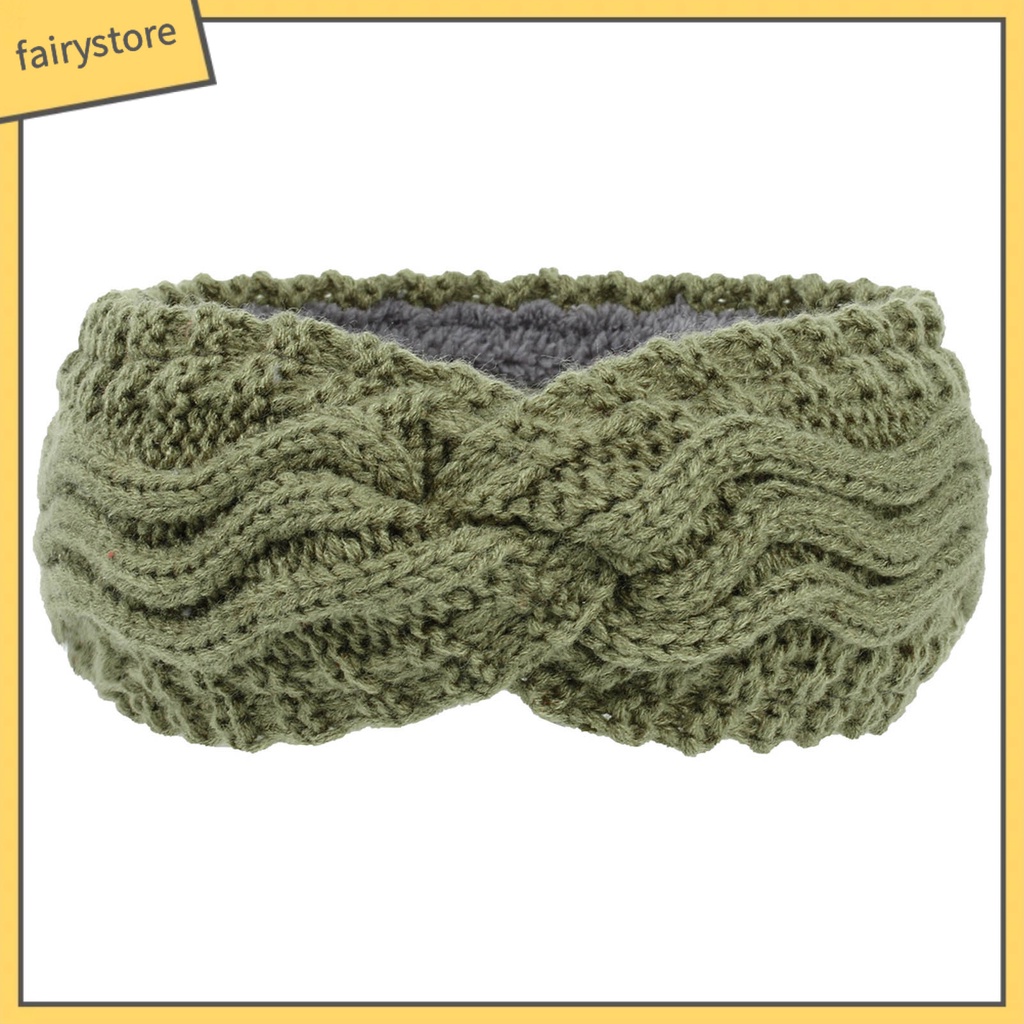 Băng Đô Cài Tóc Vải Lông Cừu Dày Dặn Co Giãn Màu Trơn Thắt Nút Dành Cho Nữ