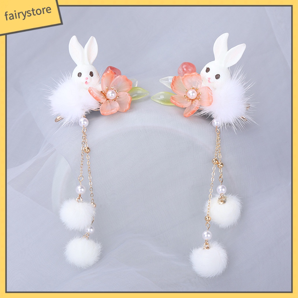 1 Cặp Kẹp Tóc Chuỗi Hạt Dài Đính Hoa Tua Rua Chống Trượt Hóa Trang Hán Phục