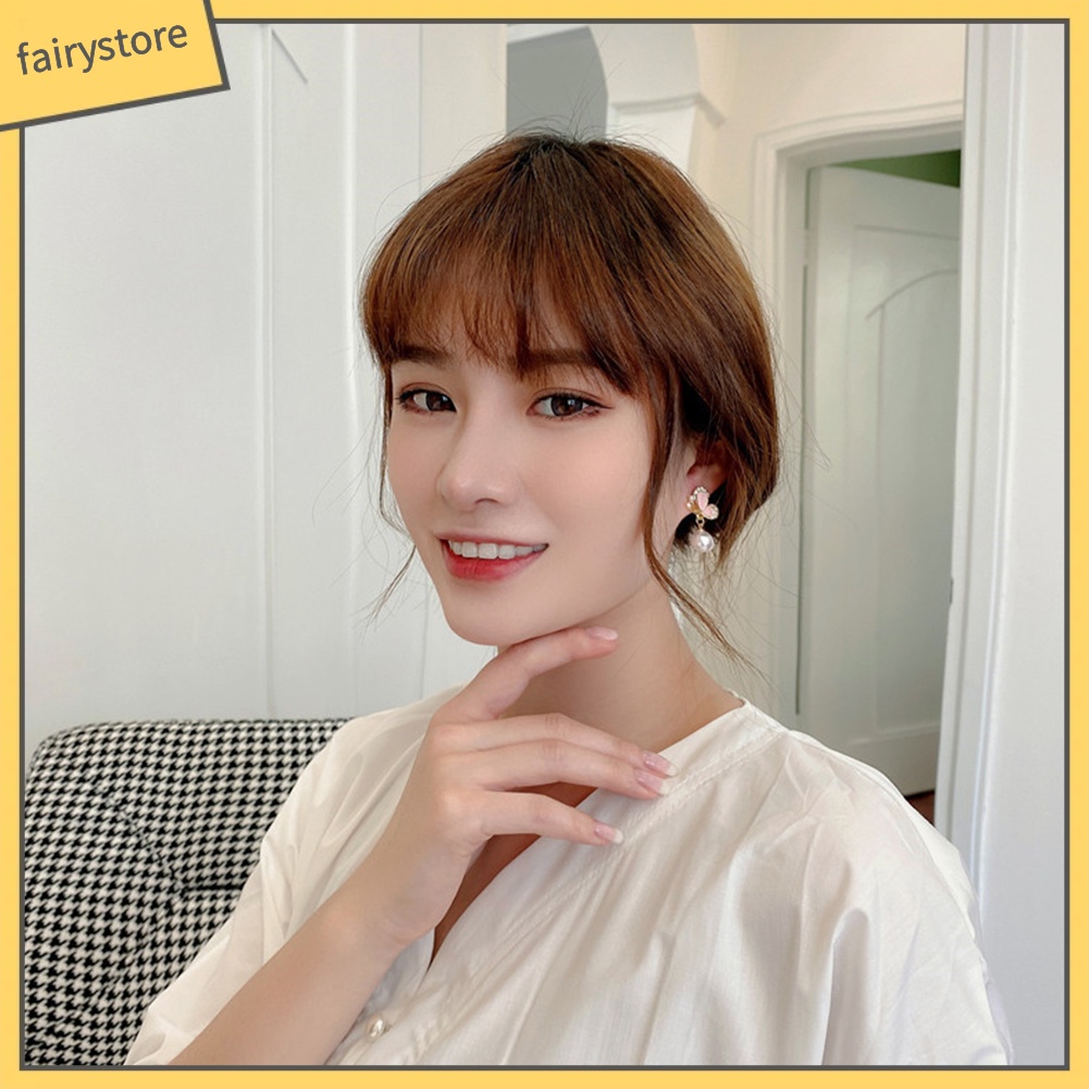 Bông Tai Hình Bướm Đính Ngọc Trai Giả Dễ Phối Đồ Thời Trang Cho Nữ