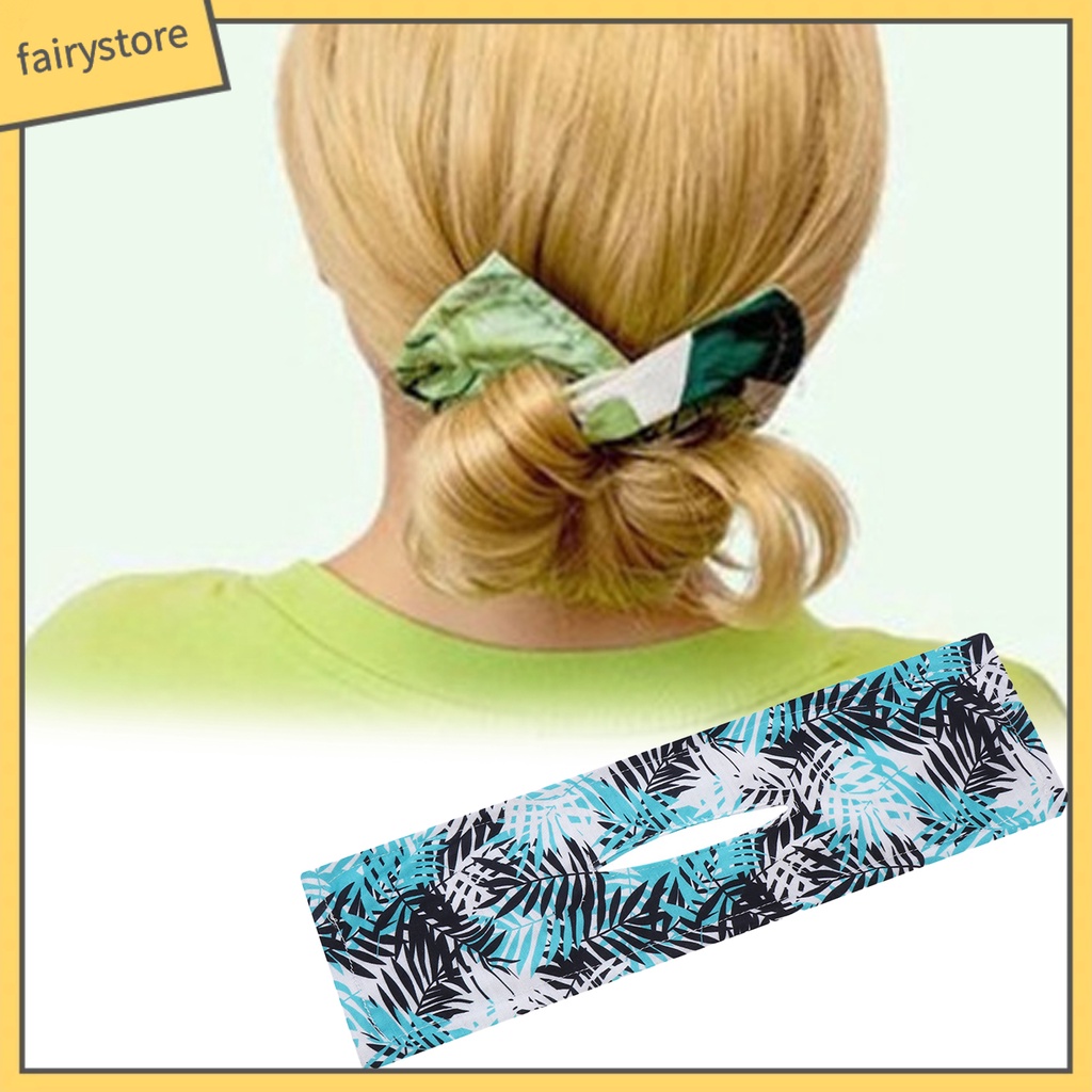 Dây Buộc Tóc Xoắn Bằng Polyester In Họa Tiết Phong Cách Cổ Điển Có Thể Tái Sử Dụng Cho Nữ