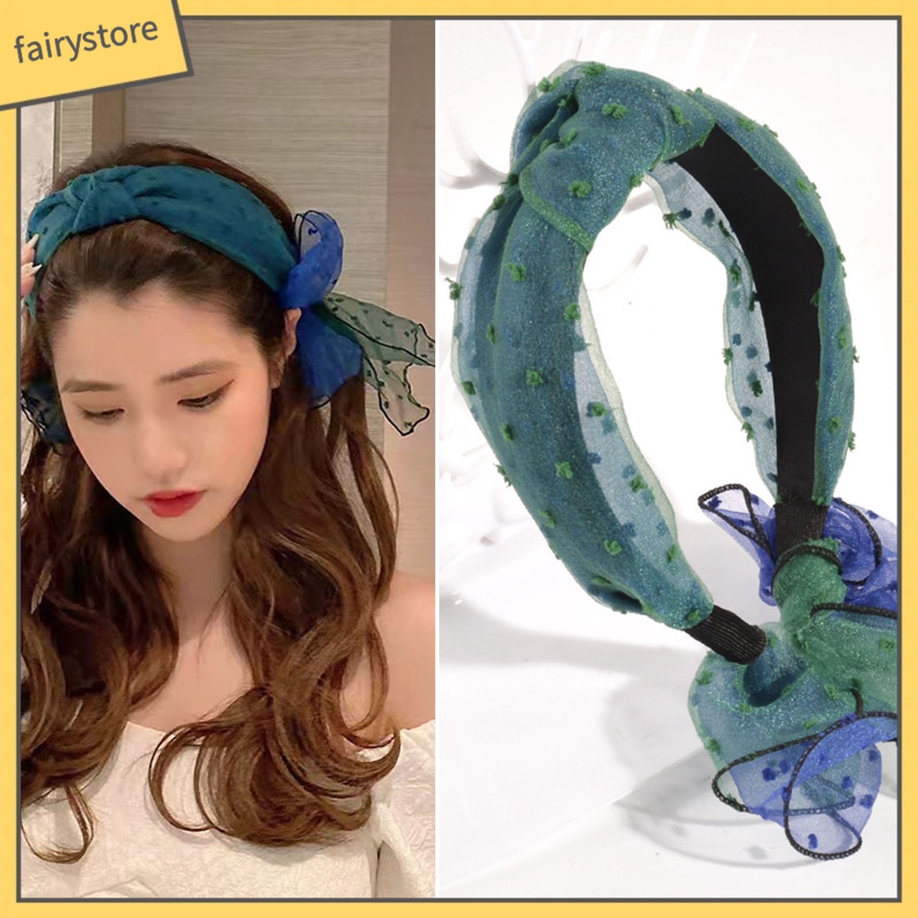 Cài Tóc Vải Mềm Bản Rộng Chống Trượt Màu Tương Phản Phong Cách Cổ Điển Cho Nữ