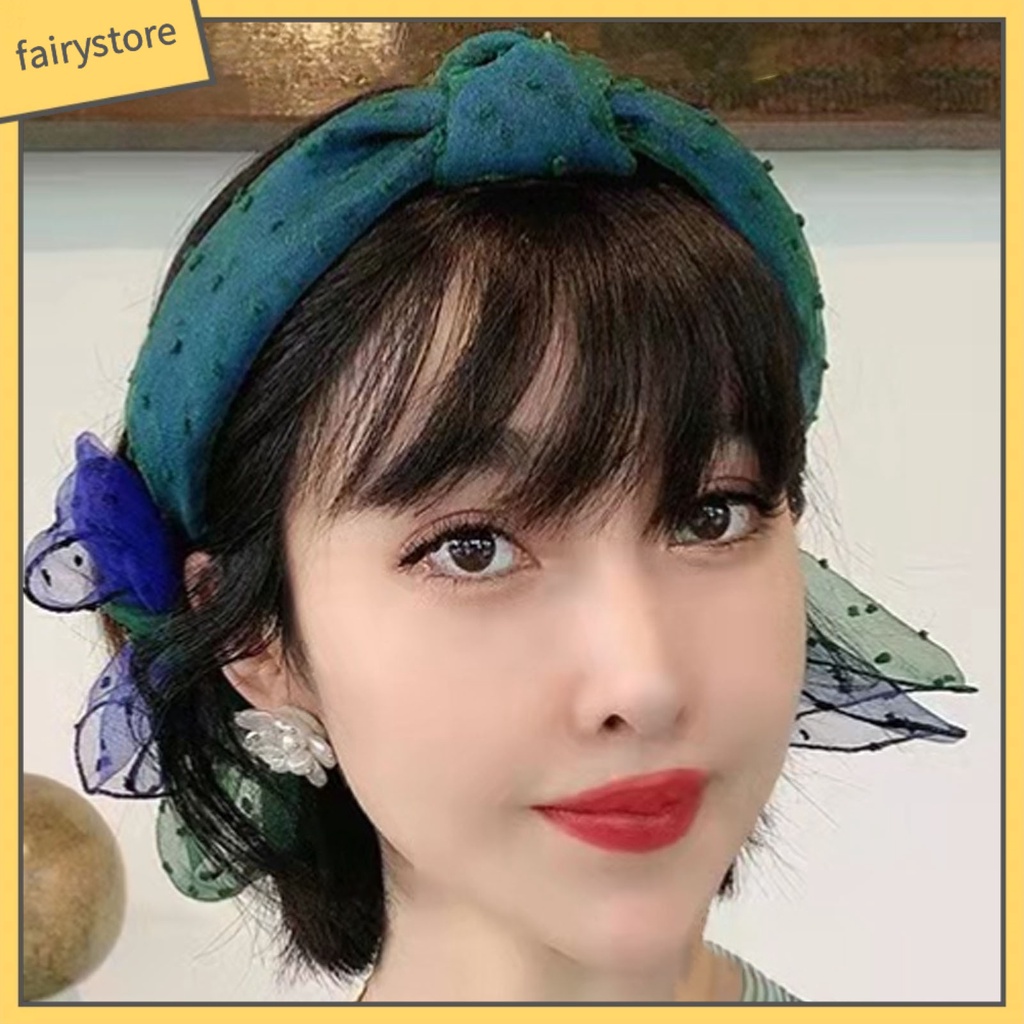 Cài Tóc Vải Mềm Bản Rộng Chống Trượt Màu Tương Phản Phong Cách Cổ Điển Cho Nữ