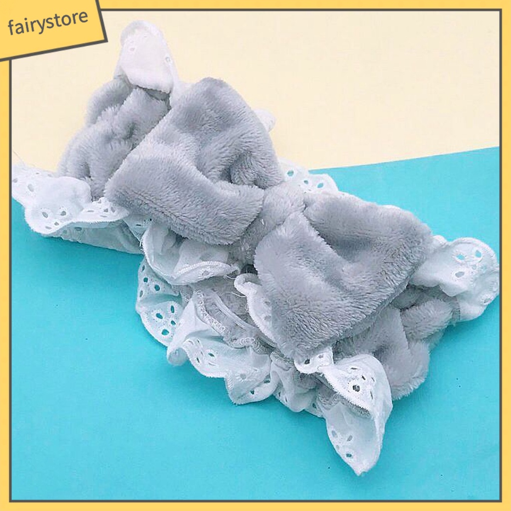 [FRO] Băng Đô Thắt Nơ Bằng Lông Cừu San Hô Dày Co Giãn Mềm Mại Chống Dầu Trang Trí Dành Cho Nữ