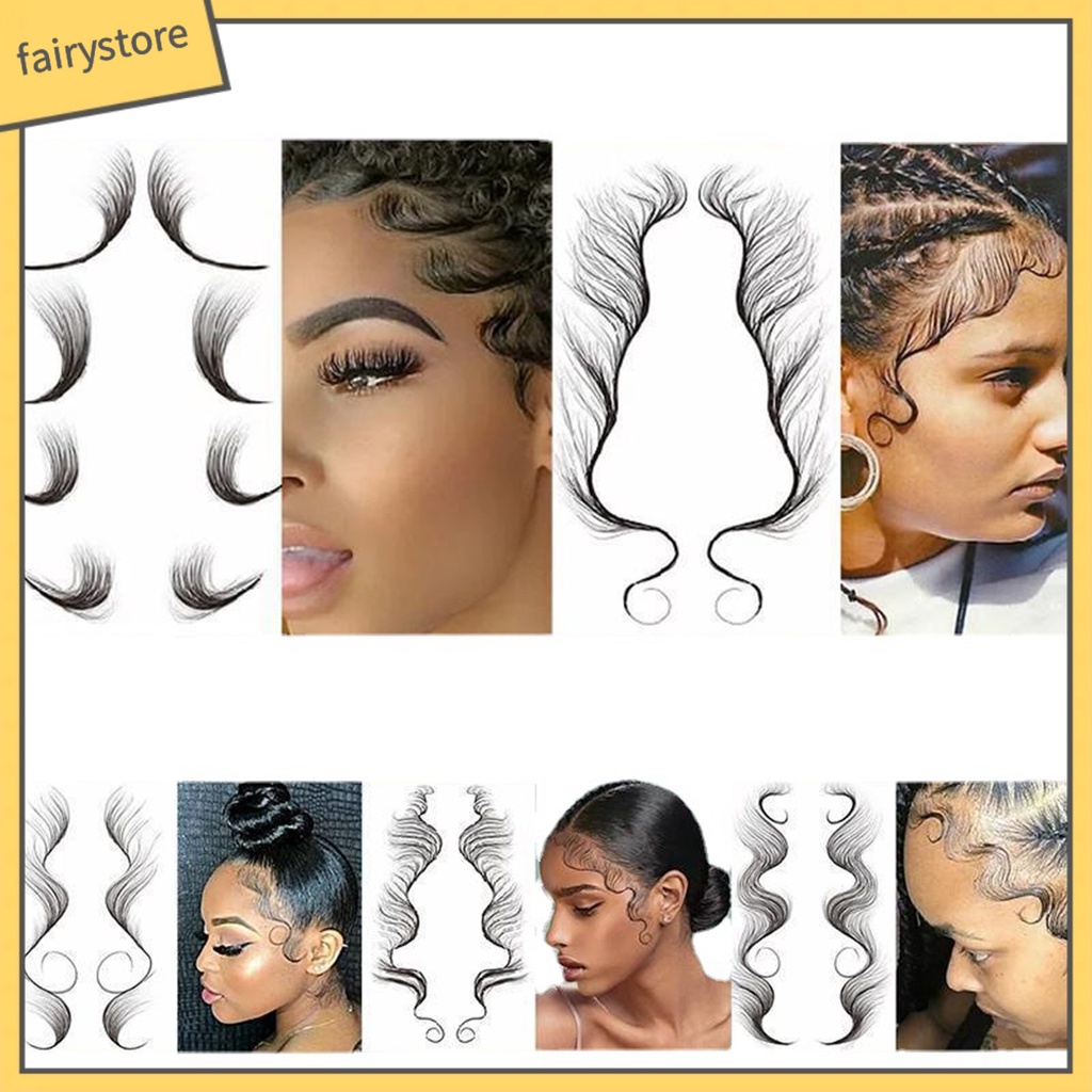 1 Cặp Miếng Dán Tóc Giả Xoăn Tự Nhiên Chống Nước Lâu Trôi Dễ Sử Dụng Dành Cho Bạn Nữ