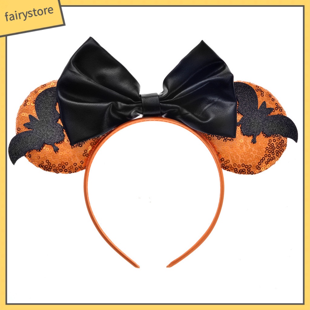 Băng Đô Cài Tóc Hình Nơ Đính Kim Sa Màu Sắc Tương Phản Trọng Lượng Nhẹ Có Thể Tái Sử Dụng Cho Tiệc Halloween