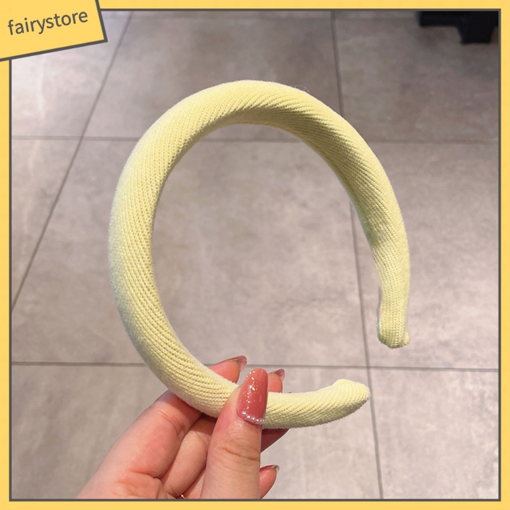 Băng Đô Cài Tóc Bản Rộng Tăng Chiều Cao Bằng Xốp Chống Trượt Màu Trơn Có Gân