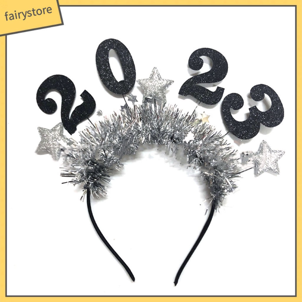 Băng Đô Cài Tóc Đính Chữ Số Và Ngôi Sao Lấp Lánh Mừng Năm Mới 2023