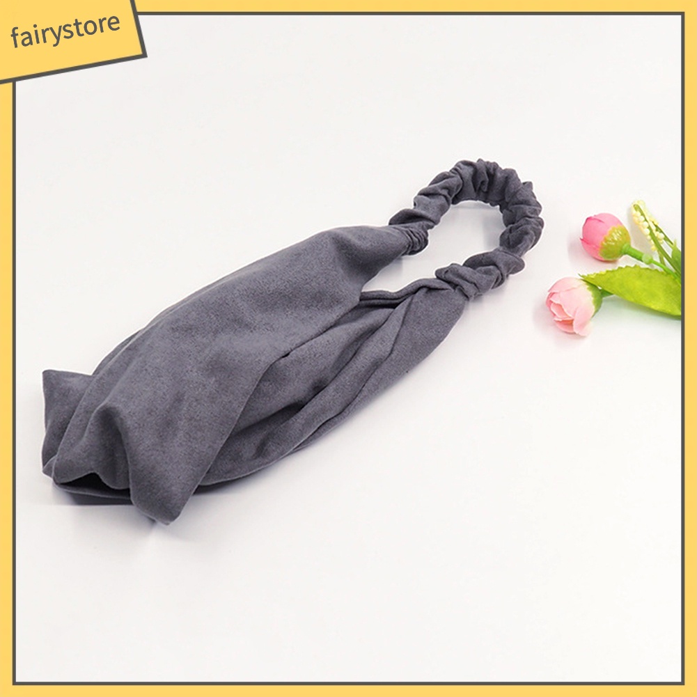 Băng Đô Cài Tóc Thắt Nút Bằng Da Lộn Màu Trơn Phong Cách Vintage Dành Cho Nữ