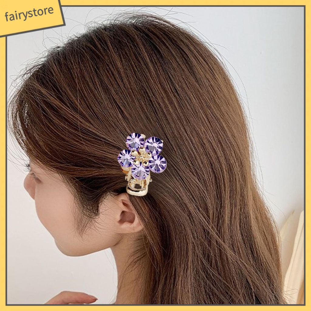 [FRO] Kẹp Tóc Mái Chéo Hình Hoa Đính Đá Lấp Lánh Đơn Giản Dành Cho Trẻ Em