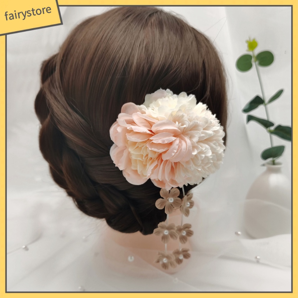 Set 3 Kẹp Tóc Chữ U Đính Hoa Giả Chống Rơi Thời Trang Cho Nữ