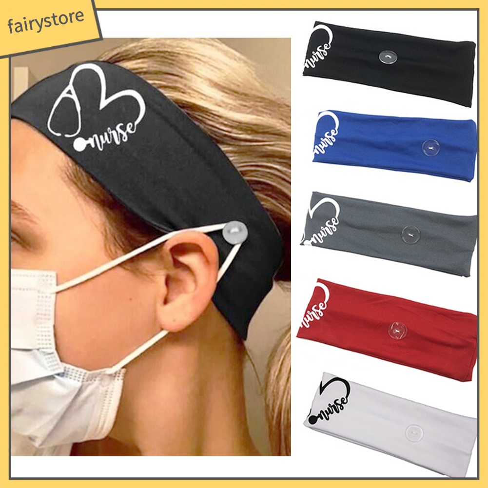 Băng Đô Cài Tóc Thể Thao Mềm Mại Co Giãn Thoáng Khí Đính Nút Trái Tim Thoáng Khí Cho Nữ