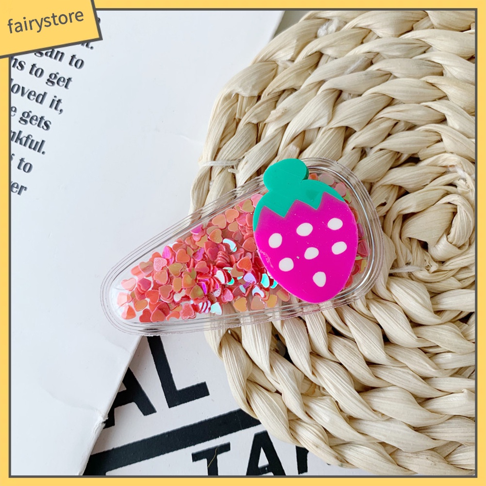 Kẹp Tóc Mái Bằng Sequin Họa Tiết Trái Cây Thời Trang Cho Bé Gái