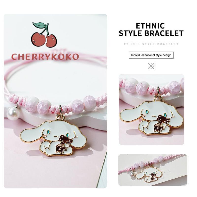 🍒🍒CHERRYKOKO Sanrio Vòng Đeo Tay Gắn Chuông Họa Tiết Chú Chó Kuromi Đáng Yêu Cho Nữ