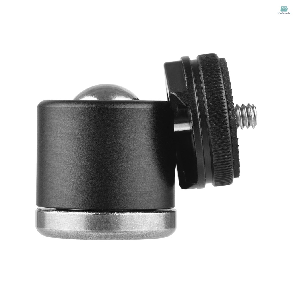 2-in-1 1/4 Screw Cold Shoe Mount Ball Head 360° Rotatable Dual Use Mini Ball Head Aluminum Alloy Ball Head for Camera Phone Holder Tripod Video Light