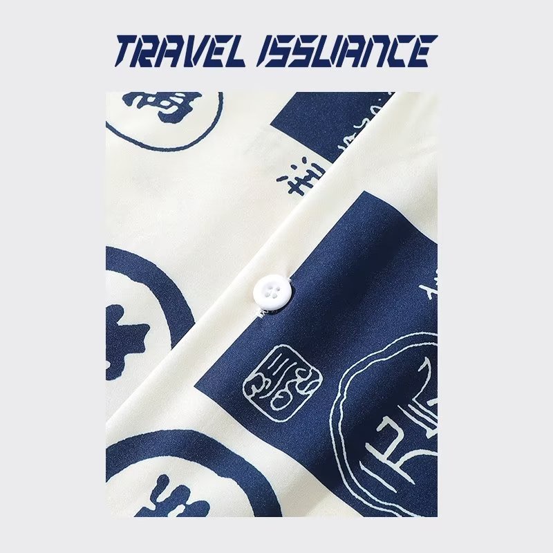 Áo Sơ Mi Dáng Rộng In Họa Tiết Toàn Bộ Sáng Tạo Theo Phong Cách Retro