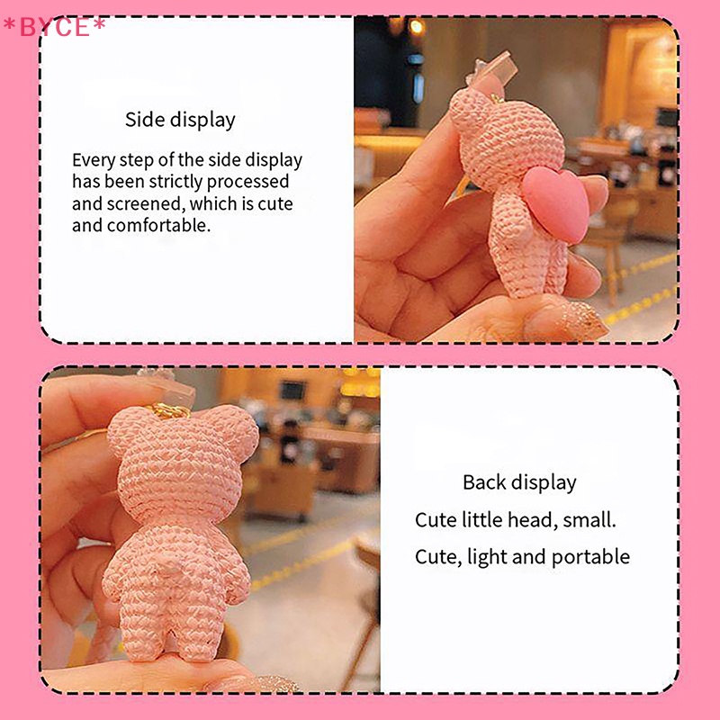 Móc Chìa Khóa Resin Hình Trái Tim / Gấu Hoạt Hình Dễ Thương Mới