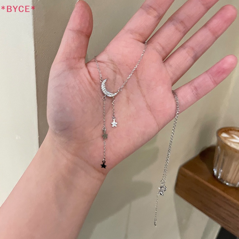 Vòng cổ Màu Bạc Mặt Trăng Ngôi Sao Tua Rua Thời Trang Cho Nữ Mới