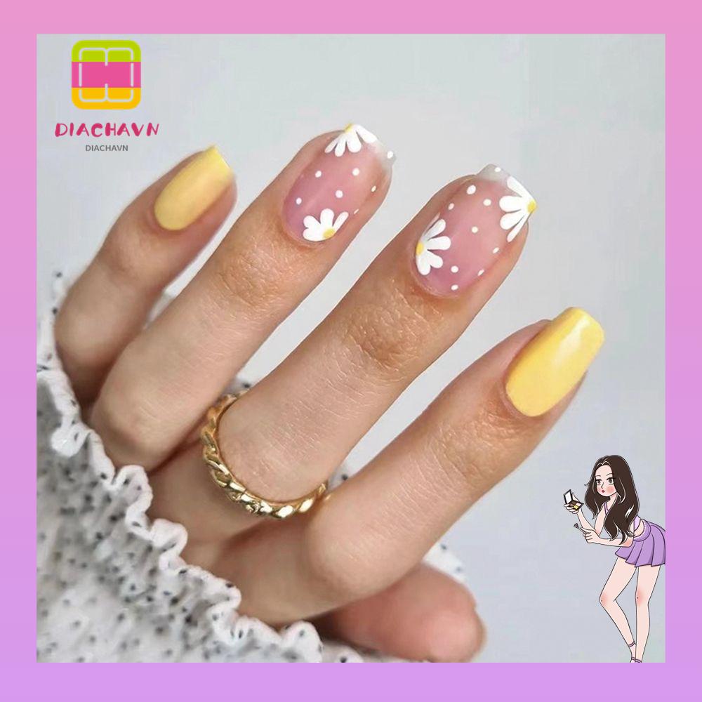 Hộp 24 Móng Tay Giả Che Phủ Toàn Diện Đầu Vuông Có Thể Tháo Rời